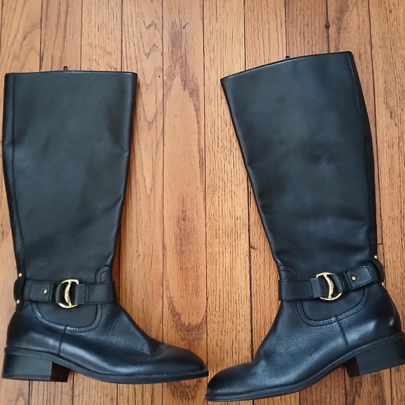 Lauren Ralph Lauren - Micah Black Leather Upper Tall Boots. Size 6.5B - Picture 4 of 12